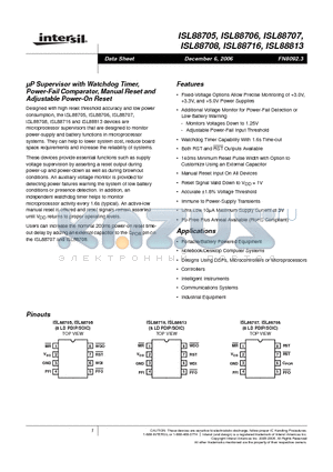 ISL88716IP826Z datasheet - uP Supervisor with Watchdog Timer, Power-Fail Comparator, Manual Reset and Adjustable Power-On Reset