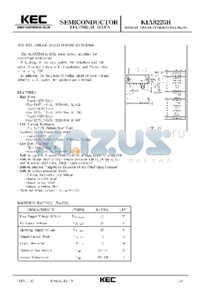 KIA8225H datasheet - BIPOLAR LINEAR INTEGRATED CIRCUIT (45W BTL SINGLE AUDIO POWER AMPLIFIER)