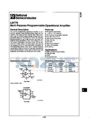 LM776CH datasheet - MULTI-PURPOSE PROGRAMMABLE OPERATIONAL AMPLIFIER