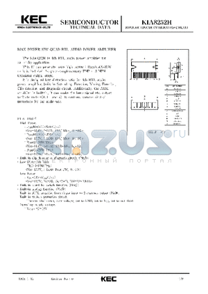KIA8252H datasheet - BIPOLAR LINEAR INTEGRATED CIRCUIT (MAX POWER 37W QUAD BTL AUDIO POWER AMPLIFIER)