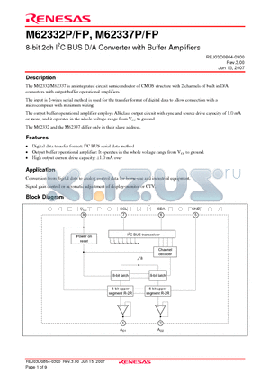 M62337P datasheet - 8-bit 2ch I2C BUS D/A Converter with Buffer Amplifiers