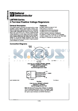 LM7800 datasheet - 3-Terminal Positive Voltage Regulators
