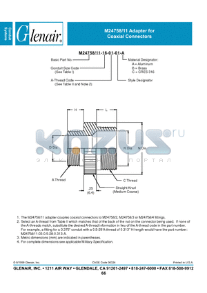 M24758-11-02-04 datasheet - Adapter for Coaxial Connectors