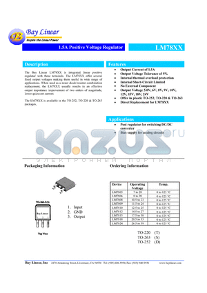 LM7805 datasheet - 1.5A Positive Voltage Regulator