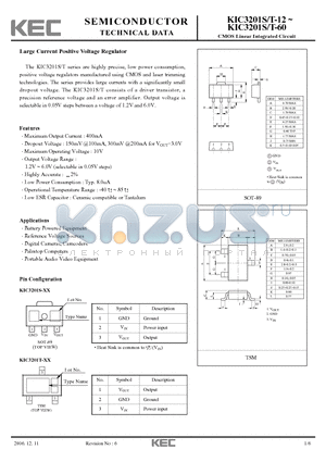 KIC3201S-13 datasheet - CMOS Linear Integrated Circuit Large Current Positive Voltage Regulator