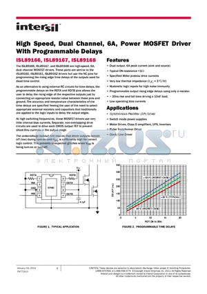 ISL89168FBEAZ datasheet - High Speed, Dual Channel, 6A, Power MOSFET Driver With Programmable Delays