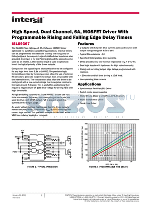 ISL89367 datasheet - High Speed, Dual Channel, 6A, MOSFET Driver With Programmable Rising and Falling Edge Delay Timers