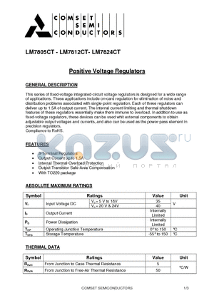 LM7805CT datasheet - Positive Voltage Regulators