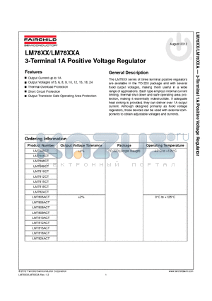 LM7805CT_12 datasheet - 3-Terminal 1A Positive Voltage Regulator
