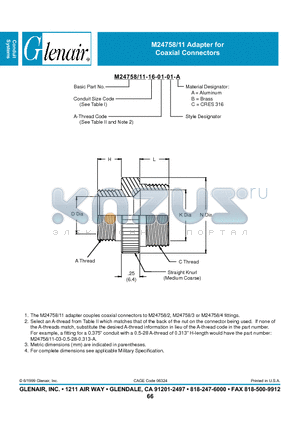 M24758-11-08-10 datasheet - Adapter for Coaxial Connectors