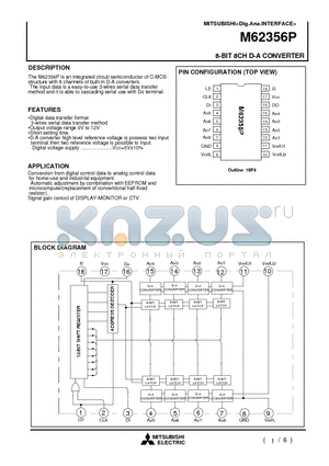 M62356P datasheet - 8-BIT 8CH D-A CONVERTER