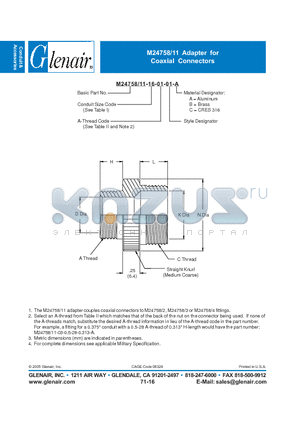 M24758-11-16-01 datasheet - Adapter for Coaxial Connectors