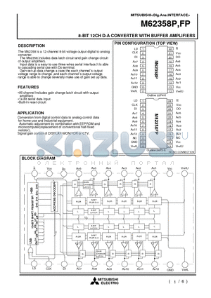 M62358 datasheet - 8-BIT 12CH D-A CONVERTER WITH BUFFER AMPLIFIERS