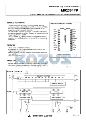 M62364 datasheet - 8-BIT 8-CH MULTIPLYING D-A CONVERTER WITH BUFFER AMPLIFIERS