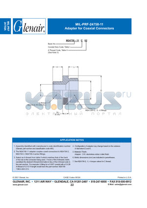 M24758-11C02 datasheet - Adapter for Coaxial Connectors