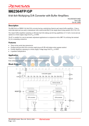 M62364FP_09 datasheet - 8-bit 8ch Multiplying D/A Converter with Buffer Amplifiers