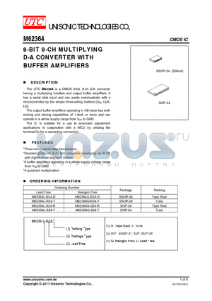 M62364G-R24-R datasheet - 8-BIT 8-CH MULTIPLYING D-A CONVERTER WITH BUFFER AMPLIFIERS