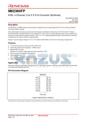 M62384FP_08 datasheet - 8-Bit, 4-Channel, 3 to 5 V D-A Converter (Buffered)