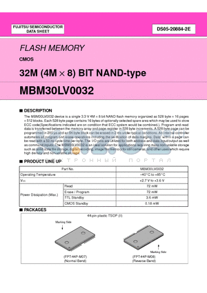 MBM30LV0032 datasheet - 32M (4M X 8) BIT NAND-type