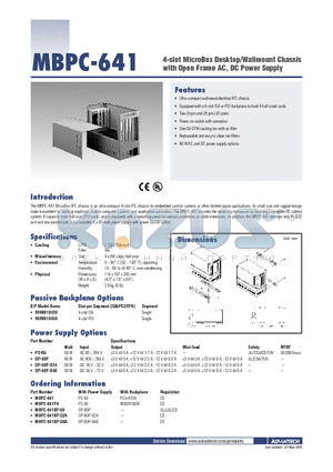 MBPC-641P4 datasheet - 4-slot MicroBox Desktop/Wallmount Chassis with Open Frame AC, DC Power Supply