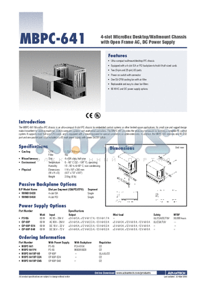 MBPC-641_1 datasheet - 4-slot MicroBox Desktop/Wallmount Chassis with Open Frame AC, DC Power Supply