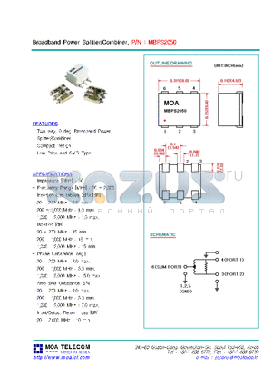 MBPS2050 datasheet - Broardband Power Splitter/Combiner