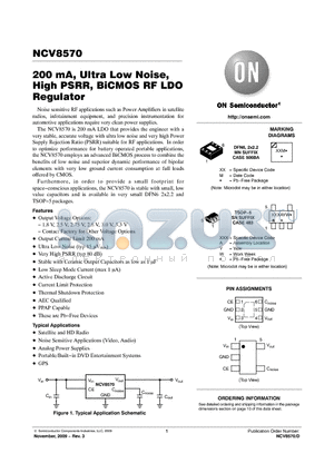 NCV8570SN25T1G datasheet - 200 mA, Ultra Low Noise, High PSRR, BiCMOS RF LDO Regulator