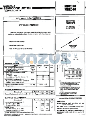 MBR040 datasheet - Schottky rectifiers