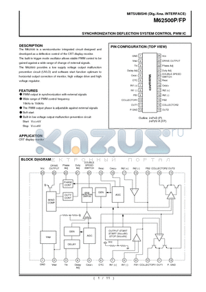 M62500P datasheet - SYNCHRONIZATION DEFLECTION SYSTEM CONTROL PWM IC