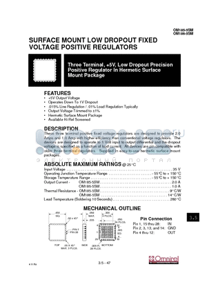 OM185-5SM datasheet - SURFACE MOUNT LOW DROPOUT FIXED VOLTAGE POSITIVE REGULATORS