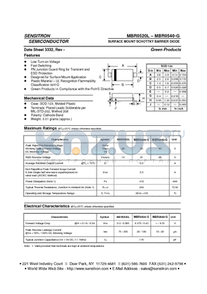 MBR0530-G datasheet - SURFACE MOUNT SCHOTTKY BARRIER DIODE