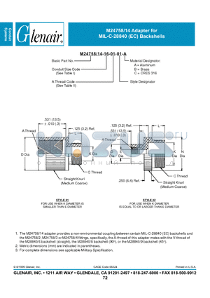 M24758-14-02-07 datasheet - Adapter for Backshells