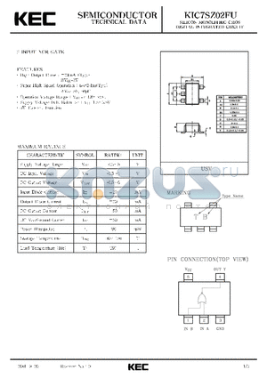 KIC7SZ02FU datasheet - SILICON MONOLITHIC CMOS DIGITAL INTEGRATED CIRCUIT(2-INPUT NOR GATE)