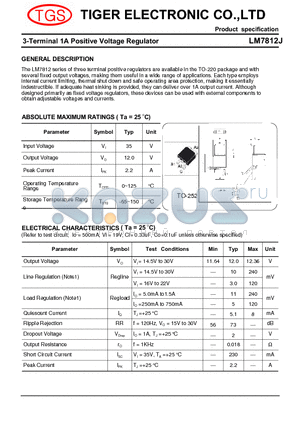 LM7812J datasheet - 3-Terminal 1A Positive Voltage Regulator