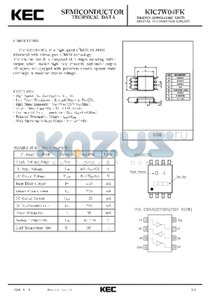 KIC7W04FK datasheet - SILICON MONOLITHIC CMOS DIGITAL INTEGRATED CIRCUIT(3 INVERTERS)