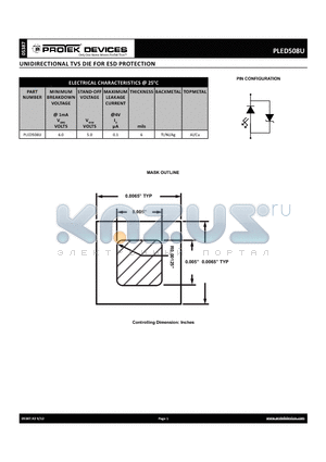 PLED508U datasheet - UNIDIRECTIONAL TVS DIE FOR ESD PROTECTION