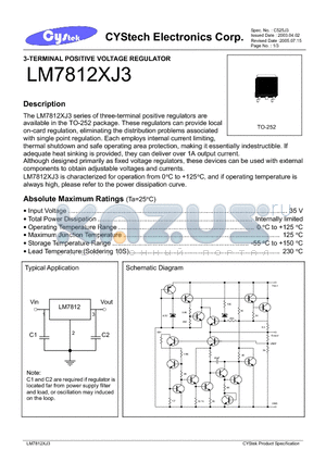 LM7812XJ3 datasheet - 3-TERMINAL POSITIVE VOLTAGE REGULATOR