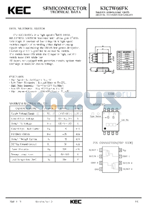 KIC7W66FK datasheet - SILICON MONOLITHIC CMOS DIGITAL INTEGRATED CIRCUIT(DAUL BILATERAL SWITCH)