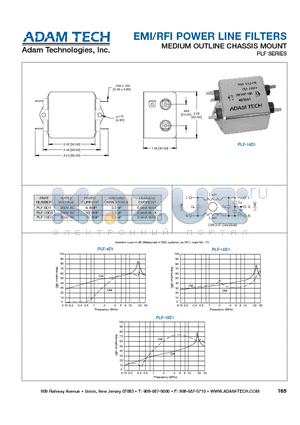 PLF-15D1 datasheet - EMI/RFI POWER LINE FILTERS MEDIUM OUTLINE CHASSIS MOUNT