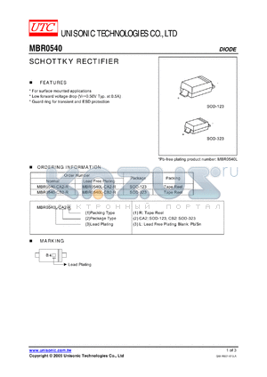 MBR0540-CB2-R datasheet - SCHOTTKY RECTIFIER DIODE