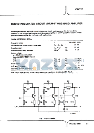 OM370 datasheet - HYBRID INTEGRATED CIRCUIT VHF/UHF WIDE-BAND AMPLFIER