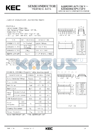 KID65001APV datasheet - BIPOLAR LINEAR INTEGRATED CIRCUIT (7 CIRCUIT DARLINGTON TRANSISTOR ARRAY)