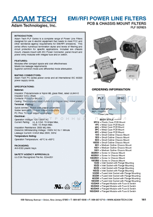 PLF10DZ2R datasheet - EMI/RFI POWER LINE FILTERS PCB & CHASSIS MOUNT FILTERS