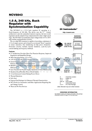 NCV8843_10 datasheet - 1.5 A, 340 kHz, Buck Regulator with Synchronization Capability