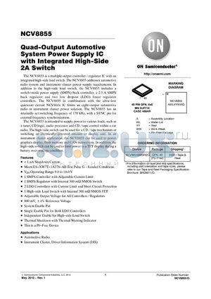 NCV8855BMNR2G datasheet - Quad-Output Automotive System Power Supply IC with Integrated High-Side 2A Switch