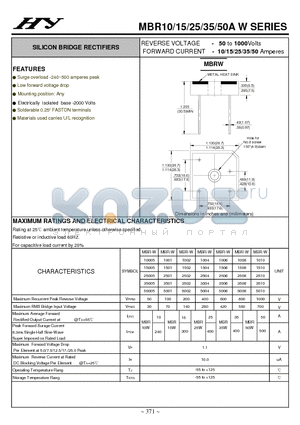 MBR1002 datasheet - SILICON BRIDGE RECTIFIERS