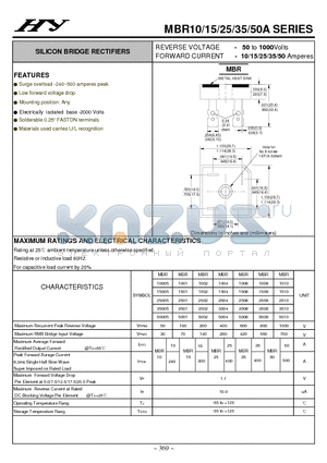 MBR1001 datasheet - SILICON BRIDGE RECTIFIERS