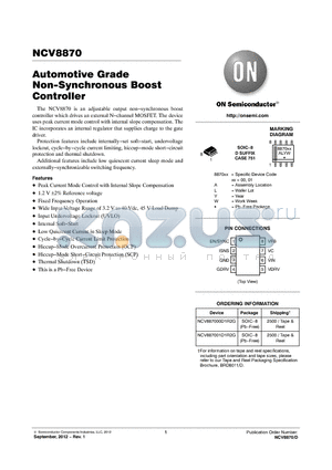 NCV887001D1R2G datasheet - Automotive Grade Non-Synchronous Boost Controller
