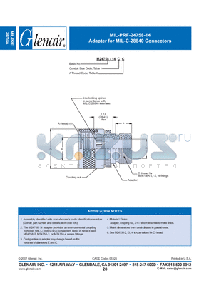 M24758-14CC datasheet - Adapter for MIL-C-28840 Connectors