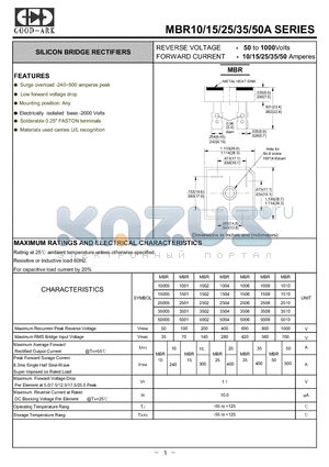 MBR1004 datasheet - SILICON BRIDGE RECTIFIERS